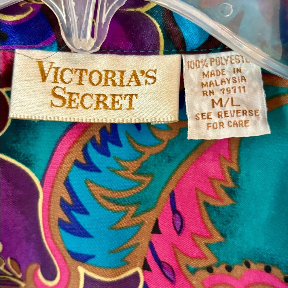 Vintage Victoria's Secret M/L 1990’s Gold Label Pajama Top Floral Pearl Buttons - Picture 6 of 8